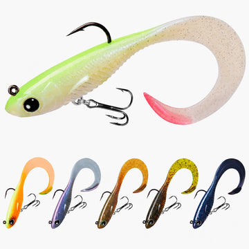 TRUSCEND Duramax Pre-Rigged TPE Soft Swimbait Fishing Lures with BKK Hooks