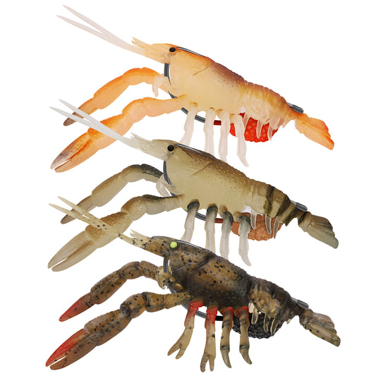 TRUSCEND Pre-rigged Fishing Jig Lures for Freshwater and Saltwater, Innovative Super Durable TPE Bass Lures, Lifelike Shrimp Crayfish Swimbait, Weedless Lure for Crappie Trout Walleye Keep Separately