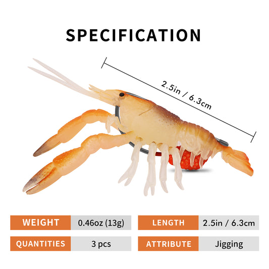 TRUSCEND Pre-rigged Fishing Jig Lures for Freshwater and Saltwater, Innovative Super Durable TPE Bass Lures, Lifelike Shrimp Crayfish Swimbait, Weedless Lure for Crappie Trout Walleye Keep Separately