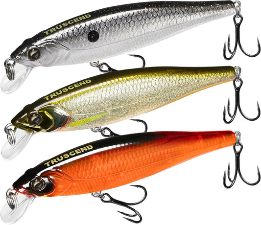 TRUSCEND Suspending Jerkbait Fishing Lures, Precision-Engineered Minnow Lures with Sound, Cast Farther, Glow Brighter and Rattle Louder Jerkbaits for Black Bass Walleye Pike [WM]