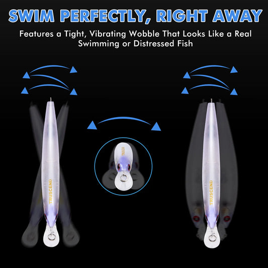 Floating Minnow Fishing Lure | Hard Bait | Rattle | Weight Transfer |  Mustad Hooks | For Bass, Trout & Pike