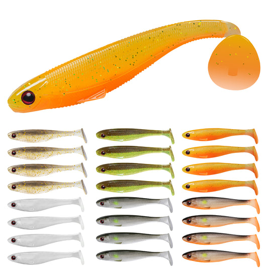 TRUSCEND® Hand-Painted Soft Paddle Tail Fishing Lures