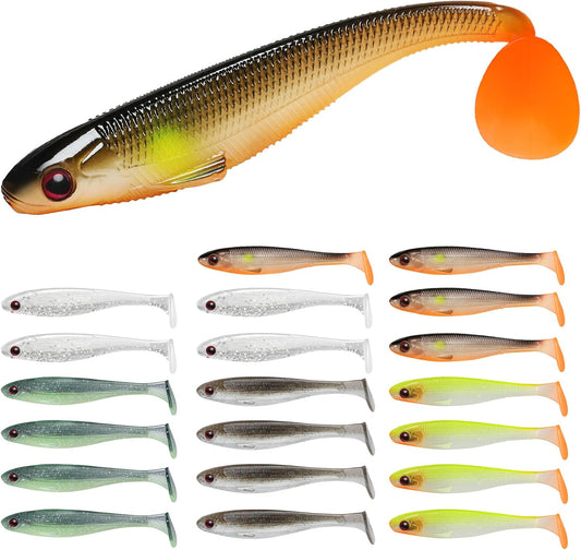 TRUSCEND® Hand-Painted Soft Paddle Tail Fishing Lures