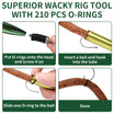 Instructions for using a superior wacky rig tool with 210 pcs O-rings on a white background.