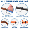 Multipurpose O-ring product with features for one-step rigging, keeping hook upright, easy to hook, anti-tear, and anti-dropping.