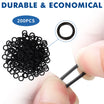 Packaging of 200 black washers with a close-up of a washer being held between fingers, labeled 'Durable & Economical'.