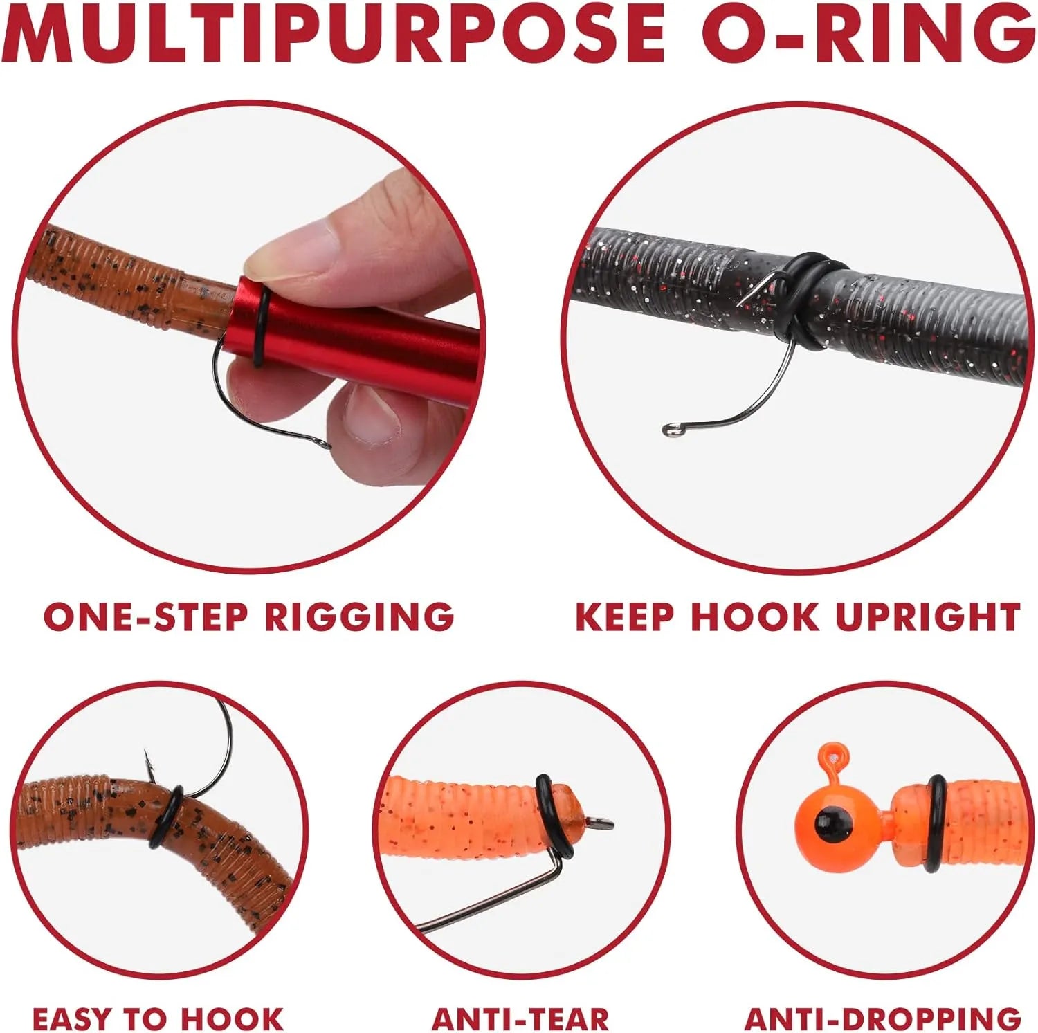 Multifunctional o-ring product with various uses and benefits on a white background.