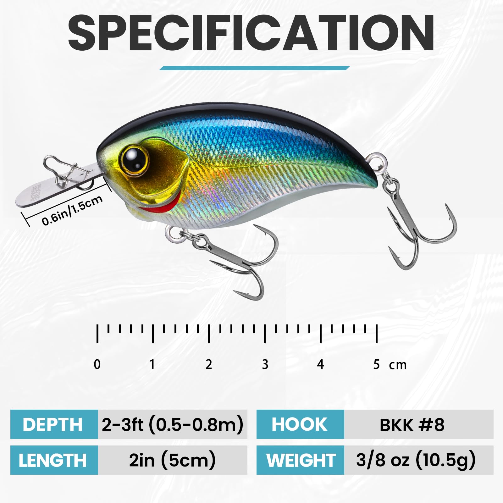 TRUSCEND Metal Lip Crankbait Fishing Lure with BKK Hooks & Rattle
