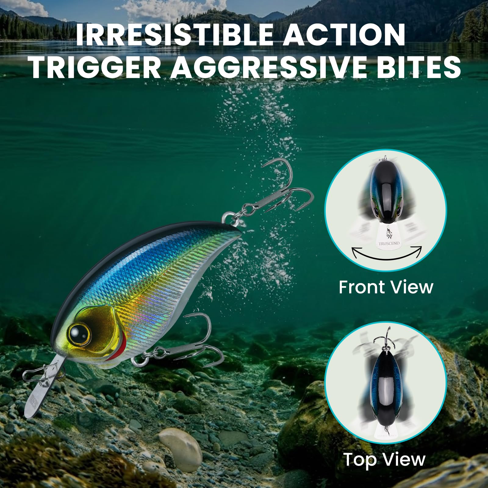 TRUSCEND Metal Lip Crankbait Fishing Lure with BKK Hooks & Rattle