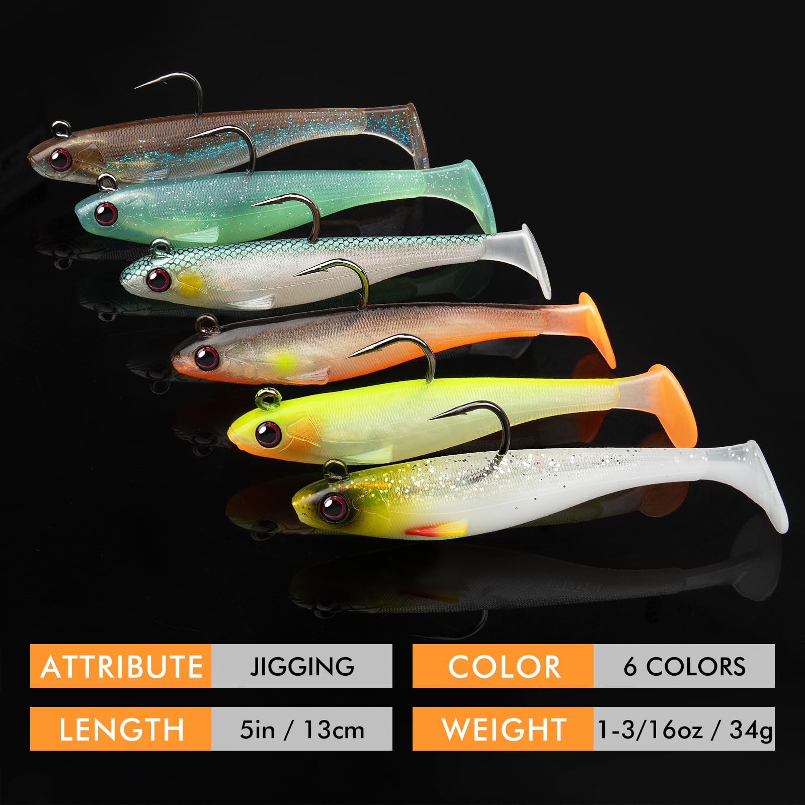 dependon fishing lures Nomad Tackle Freshwater Sampler Bundle Anglers can choose to replace these with single or treble hooks as required Shadtail Soft Swimbait | Paddle