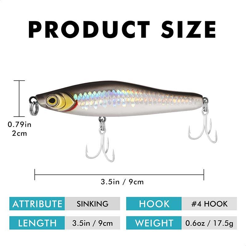 Topwater Pencil Plopper Fishing Lures 3.5in/9cm Topwater Pencil Plopper Fishing Lures 3.5in/9cm