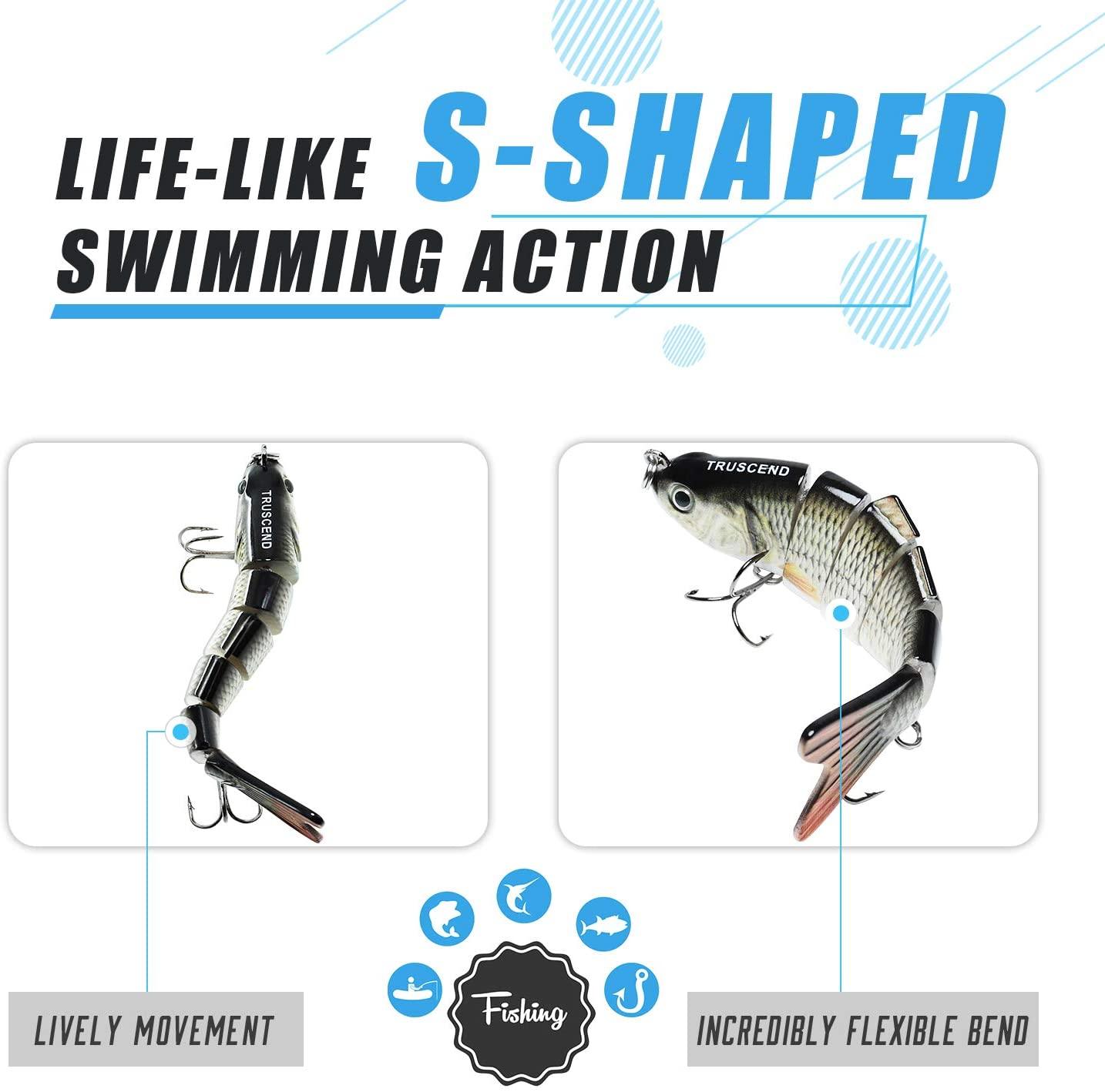 TRUSCEND 6 Segmented Fishing Lure - B (3.9in/10cm)