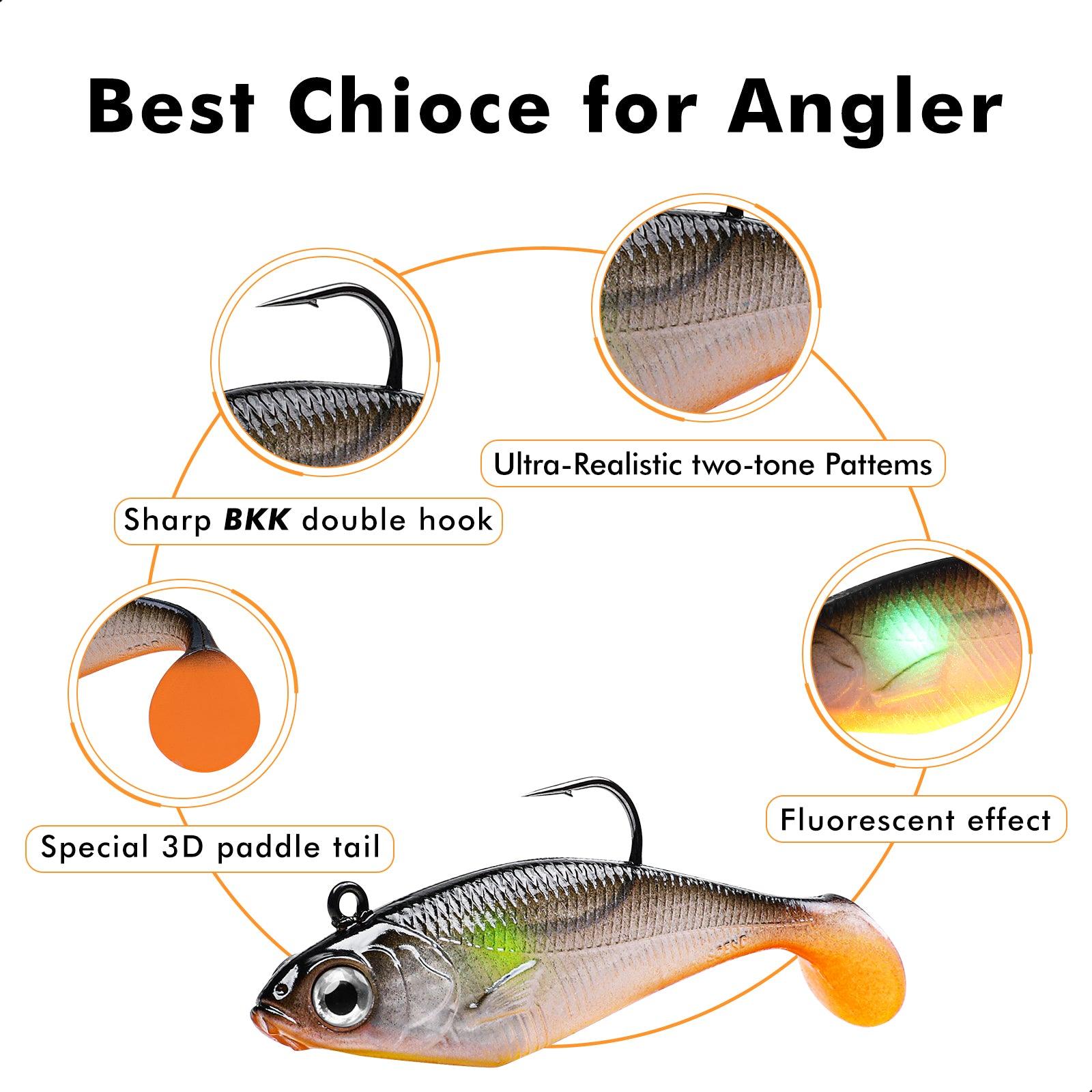 best fishing shad lure for catfish Shad Swimbait Jih Head Paddle Tail Lure 3.8in/10cm
