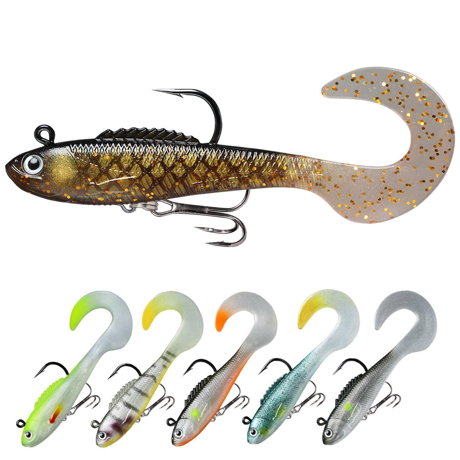 curly tails fishing lures Lifelike Swimbait for Bass Trout Crappie – Truscend Fishing Size:26