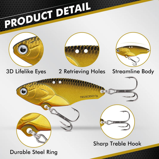 TRUSCEND Vibe Lure Blade Bait Metal Fishing Lure - Truscend Fishing